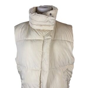 BDG Urban Outfitters Cream Puffer Vest Women Large Funnel Neck Quilted OB1403441